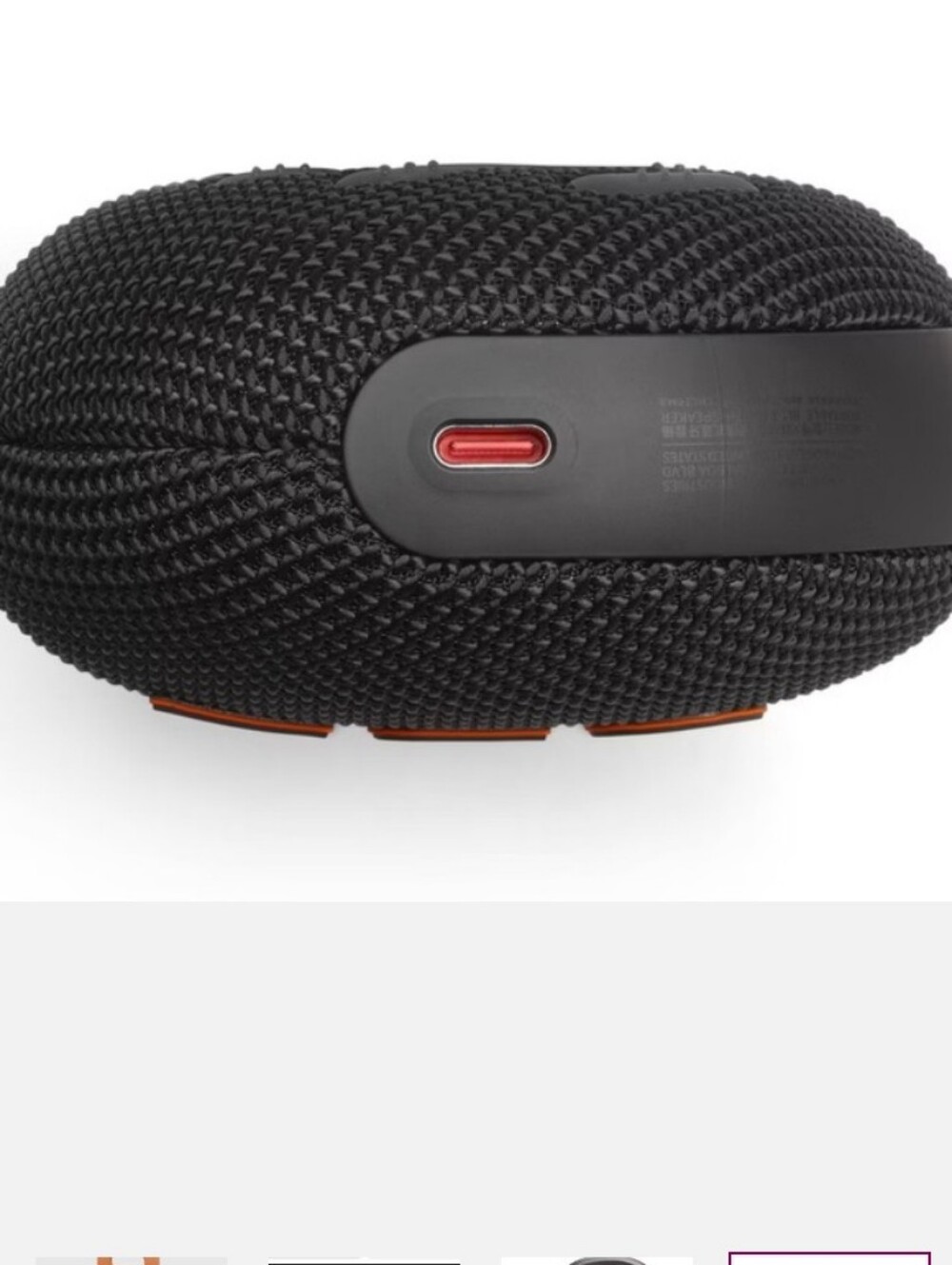 Harman JBL Clip 4⁸ Portable Bluetooth Speaker - Black with Orange Logo